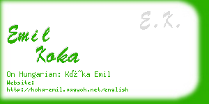 emil koka business card